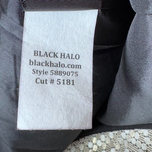 Black Halo Savona Metallic Gold Black Sleeve Mini Dress Size‎ 4 sparkle sequin - Picture 11 of 14